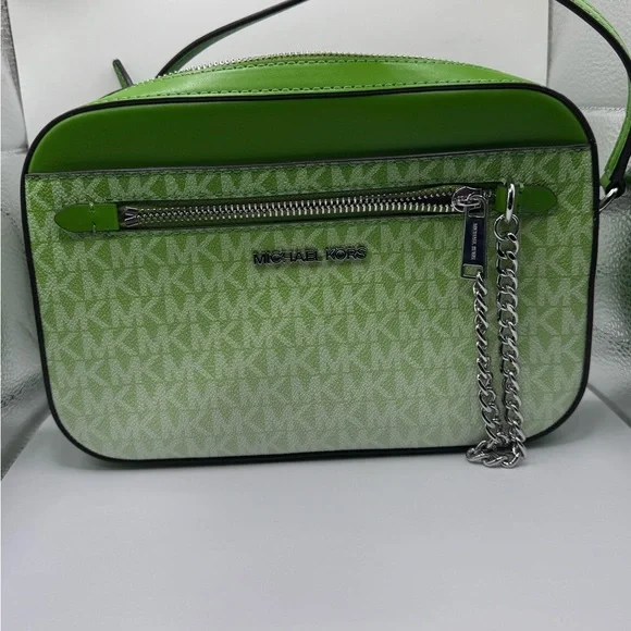 Michael Kors Lime Green MK Logo Crossbody Bag - Picture 1 of 5